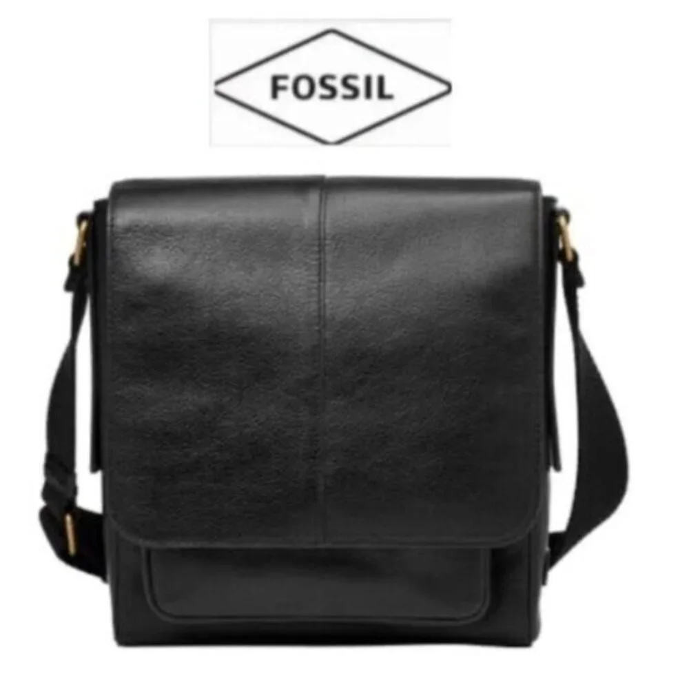 Fossil Kayden Black Leather Crossbody Bag SBG1324001 (M)